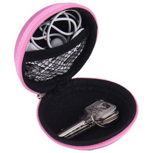 Mini Zipper Earphone Headphone Sd Card Storage Bag Box Carrying Pouch For Eva Co Pink