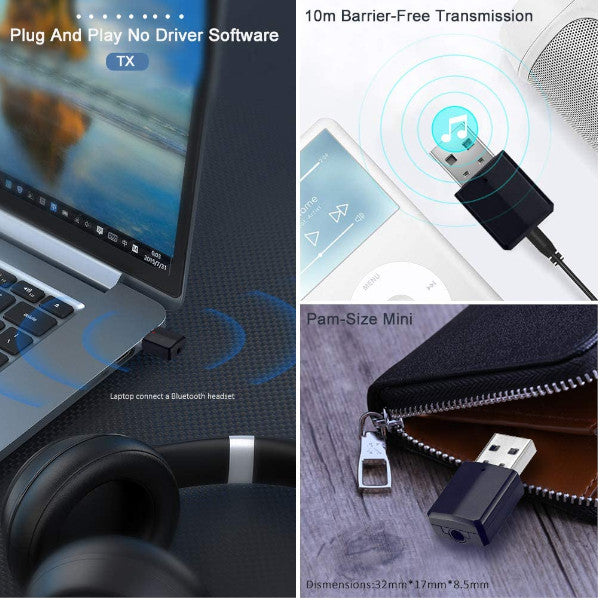 Mini 2In1 Bluetooth 5.0 Audio Receiver Transmitter Wireless Adapter 3.5Mm Aux Stereo For Tv Pc Car Speaker