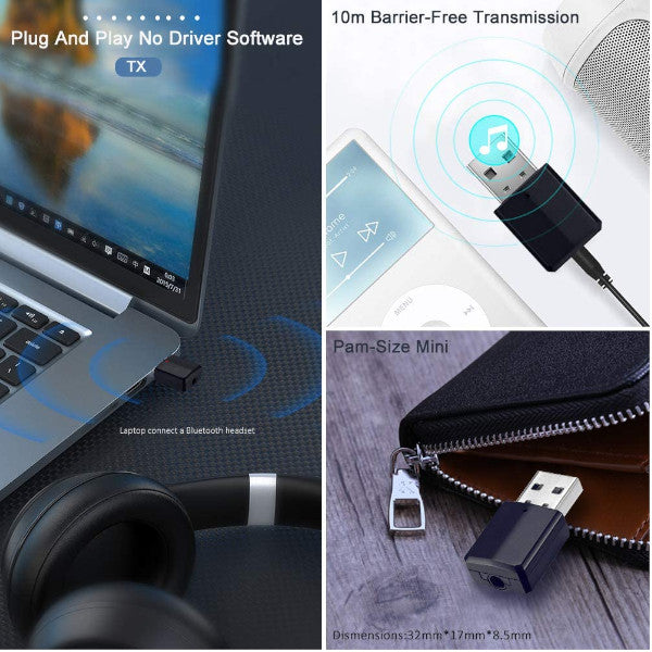 Mini 2In1 Bluetooth 5.0 Audio Receiver Transmitter Wireless Adapter 3.5Mm Aux Stereo For Tv Pc Car