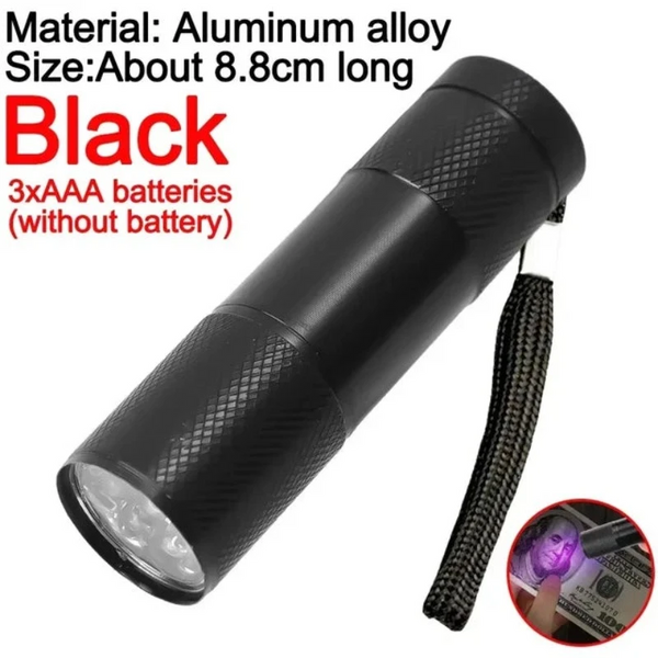Flashlights Mini Black Light Flashlight Waterproof Ultraviolet 9 Led Detector For Pets Stains