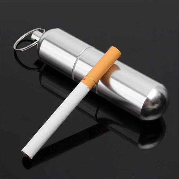 Mini Cigarette Holder Capsule Round Pocket Box Pill Toothpick Case With Key Ring