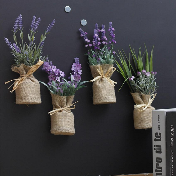 Mini Faux Lavender Plant Magnets Floral Décor