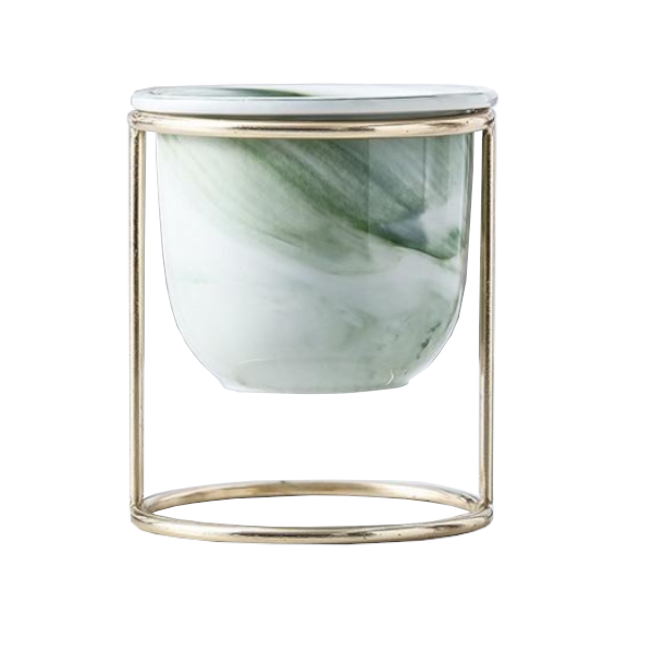 Mini Marble Pot In Metal Stand Nordic Home Decor