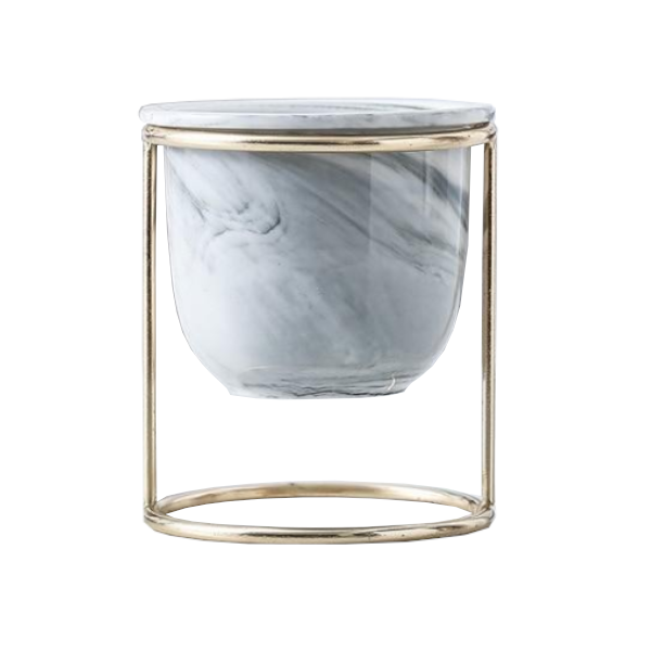 Mini Marble Pot In Metal Stand Nordic Home Decor