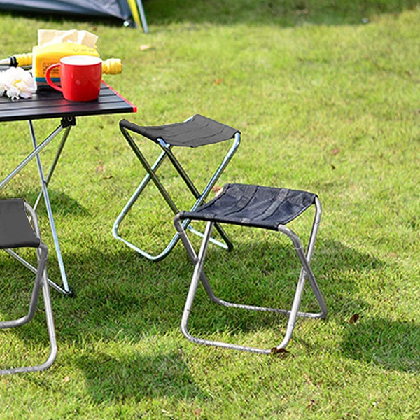 Mini Portable Outdoor Folding Chair Train Mazar Stool Rest Camping Fishing Silver