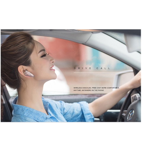 Mini Stereo Wireless Hands Free Headset Bluetooth Voice Control Music Earphone With Mic