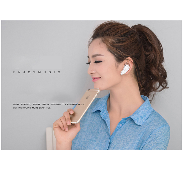 Mini Stereo Wireless Hands Free Headset Bluetooth Voice Control Music Earphone With Mic Headsets & Earpieces