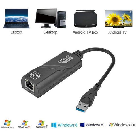 Mini Usb3.0 Gigabit Ethernet Adapter To Rj45 Lan Network Card For Laptop Pc