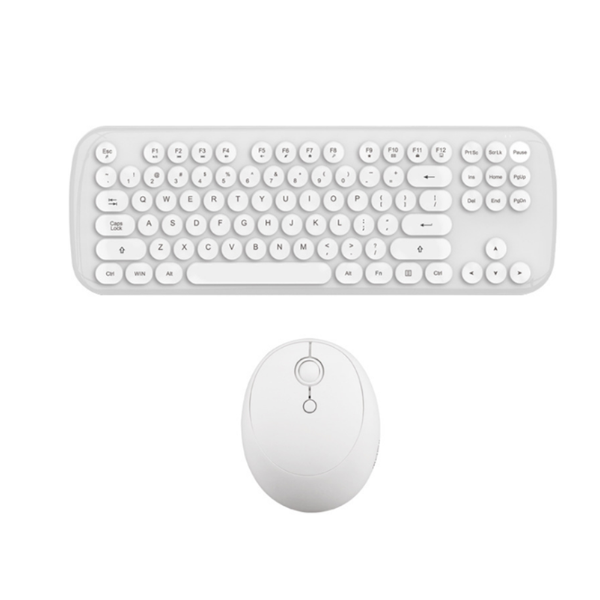 Mini Wireless Keyboard Mouse Set Round Bluetooth White Keyboard & Mouse Bundles