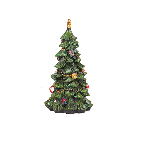 Miniature Decorated Christmas Tree Tabletop Ornament Holiday Village Display Decoration(Green) Seasonal Decorations