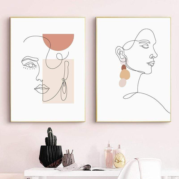 Abstract Visage Canvas Simple Modern Woman Print Decor Wall Art Posters & Prints