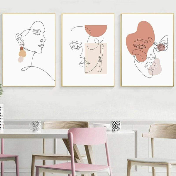 Abstract Visage Canvas Simple Modern Woman Print Decor Wall Art Posters & Prints