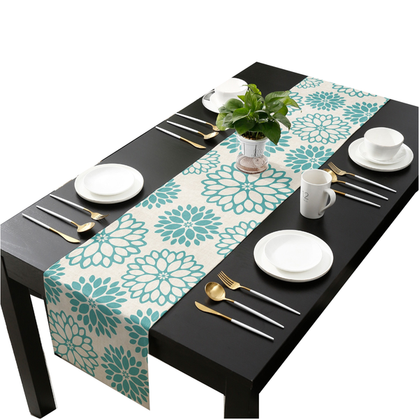 Minimalist Flower Print Table Runner Simple Home Party Dining Decor Tablecloth Table Runners