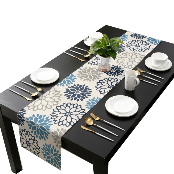 Minimalist Flower Print Table Runner Simple Home Party Dining Decor Tablecloth Table Runners
