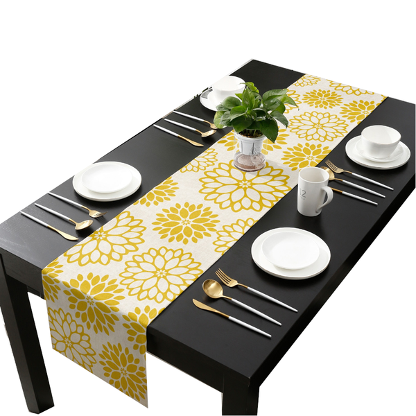 Minimalist Flower Print Table Runner Simple Home Party Dining Decor Tablecloth Table Runners