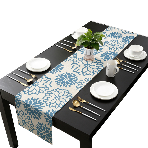 Minimalist Flower Print Table Runner Simple Home Party Dining Decor Tablecloth Table Runners