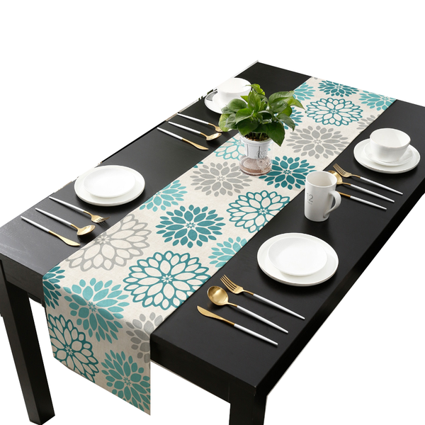 Minimalist Flower Print Table Runner Simple Home Party Dining Decor Tablecloth Table Runners