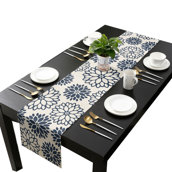 Minimalist Flower Print Table Runner Simple Home Party Dining Decor Tablecloth Table Runners