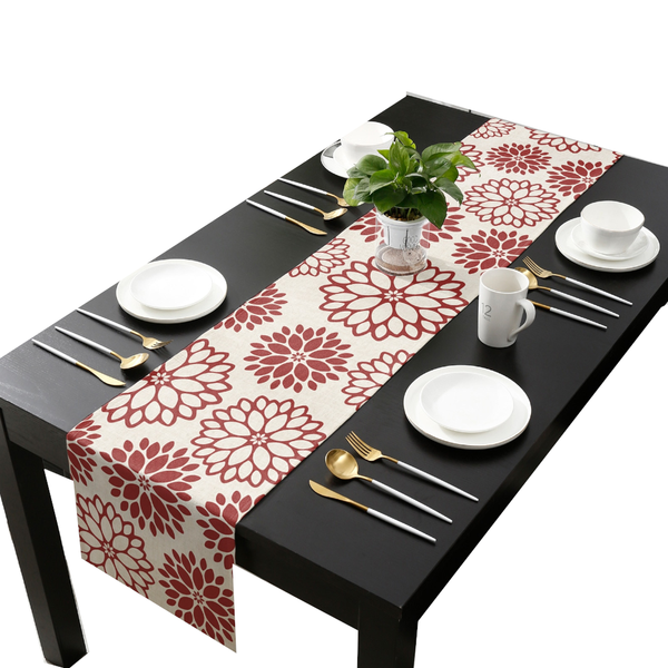 Minimalist Flower Print Table Runner Simple Home Party Dining Decor Tablecloth