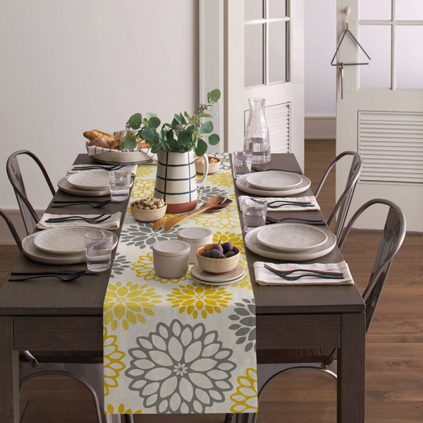 Minimalist Flower Print Table Runner Simple Home Party Dining Decor Tablecloth