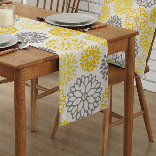 Minimalist Flower Print Table Runner Simple Home Party Dining Decor Tablecloth Table Runners