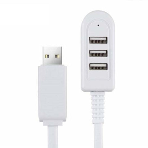 2.4A 3 Port Usb Hub Extension Charging Cable With Data Adapter White 120Cm