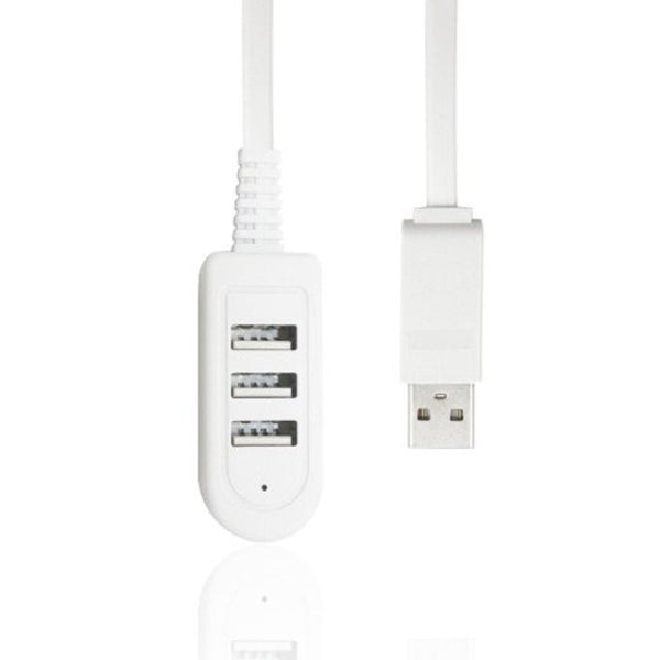 2.4A 3 Port Usb Hub Extension Charging Cable With Data Adapter White 120Cm Usb Cables Hubs & Adapters