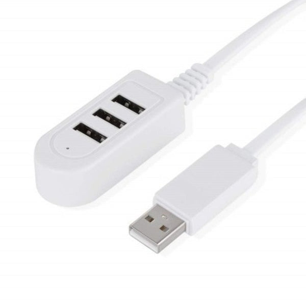 2.4A 3 Port Usb Hub Extension Charging Cable With Data Adapter White 120Cm Usb Cables Hubs & Adapters