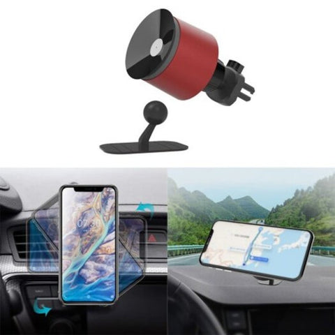 2 In 1 Suction Cup 360 Degree Rotary Car Mount Air Vent Phone Holder Red Set