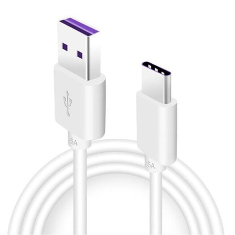 2M 5A Usb Type C Fast Charge Sync Data Cable For Huawei / Samsung White Super Charging