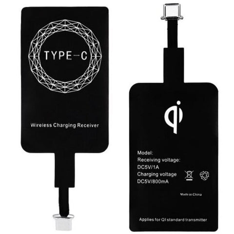 2Pcs 5V 1A Qi Type C Wireless Charging Receiver Patch Acceptor Kit Black Pack Of