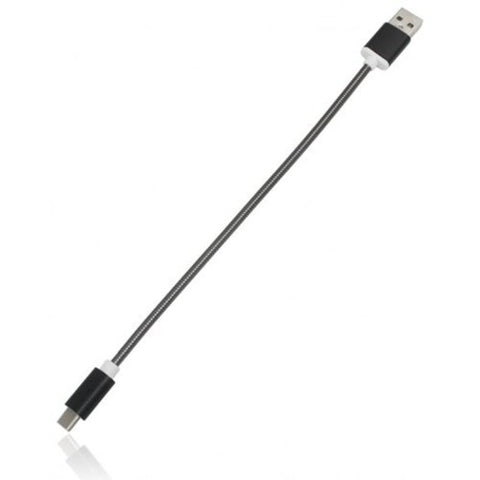 3.4A Stainless Steel Spring Quick Charge Type Usb 3.1 To Charging Cable With High Speed Data Transmission 24Cm Black