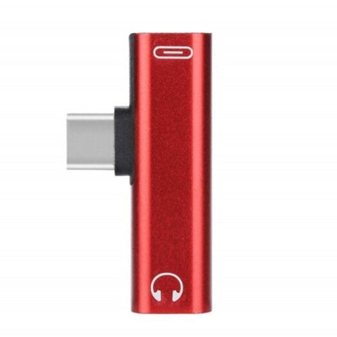 Usb Type C To 3.5Mm Earphone Jack Adapter For Huawei / Xiaomi Samsung Red 2 In 1