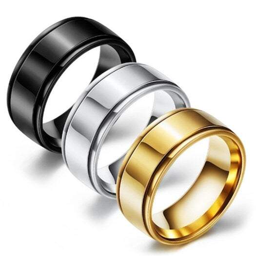 Rings Mirrored Two Slot Stainless Steel Gold 12
