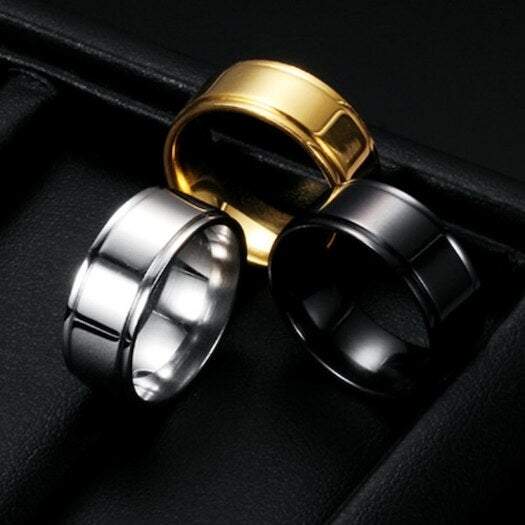 Rings Mirrored Two Slot Stainless Steel Silver 11