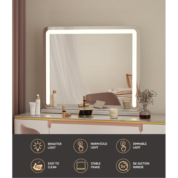Embellir Makeup Mirror With Light Hollywood Vanity Led Mirrors White 50X60cm Makeup Mirrors