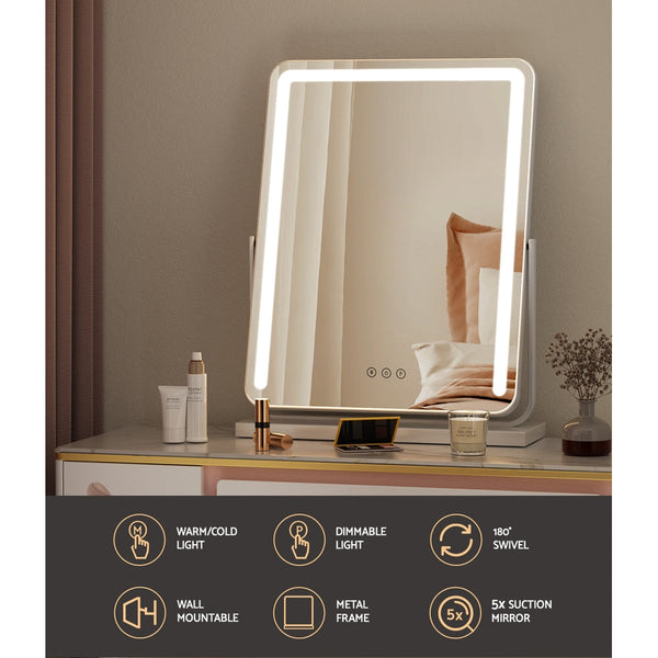 Embellir Makeup Mirror With Lights Hollywood Vanity Led Mirrors White 40X50cm Makeup Mirrors