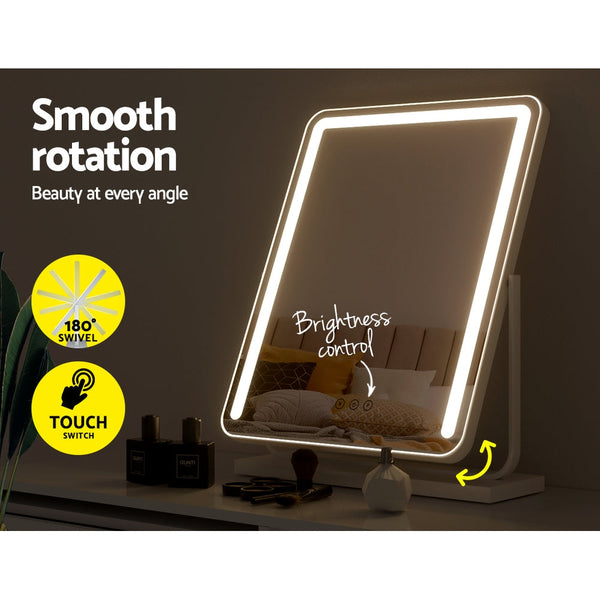 Embellir Makeup Mirror With Lights Hollywood Vanity Led Mirrors White 40X50cm Makeup Mirrors