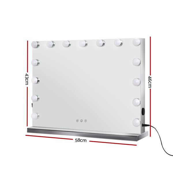 Embellir Hollywood Frameless Makeup Mirror With 15 Led Lighted Vanity Beauty 58Cm X 46Cm Makeup Mirrors