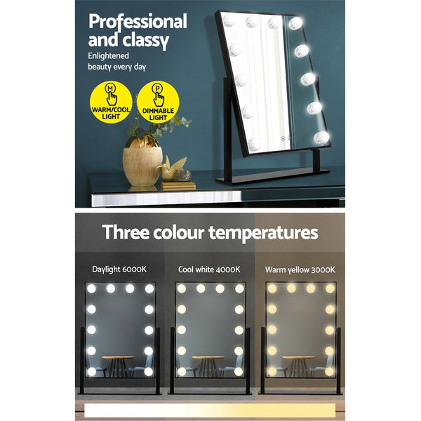 Embellir Led Standing Makeup Mirror Black Makeup Mirrors