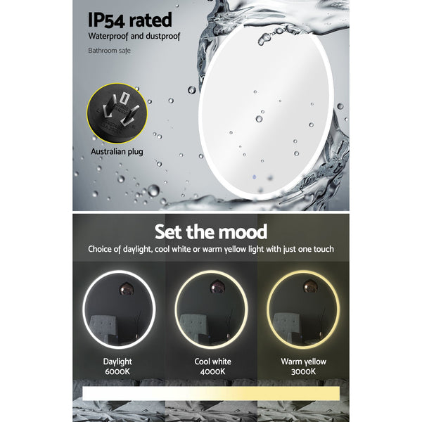 Embellir Led Wall Mirror Bathroom Light 80 Centimeter Decor Round Decorative Mirrors