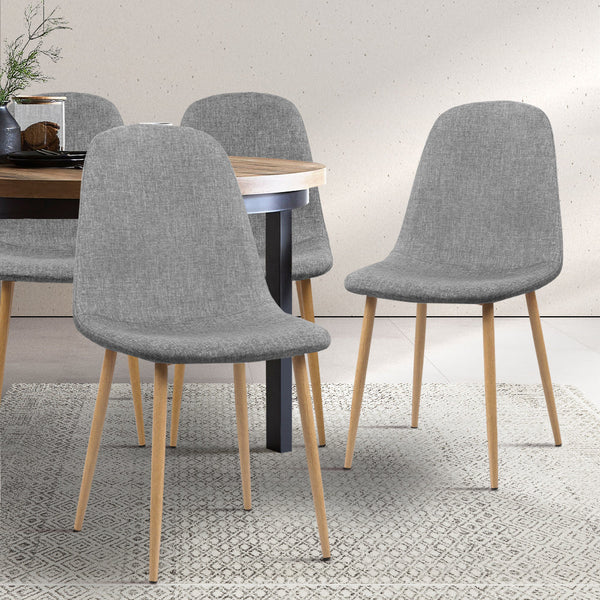 Artiss Set Of 4 Adamas Fabric Light Grey Dining Chairs