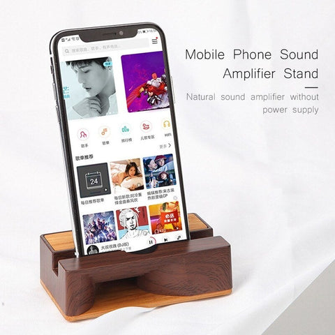 Mobile Phone Sound Amplifier Stand Wooden Cell With Holder Desk Support