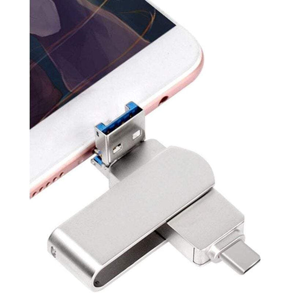 Routers Modems Mobile Phone Usb Flash Drive 3 In 1 Metal Gift Pass Through Portable 128Gb Usb Flash Drives