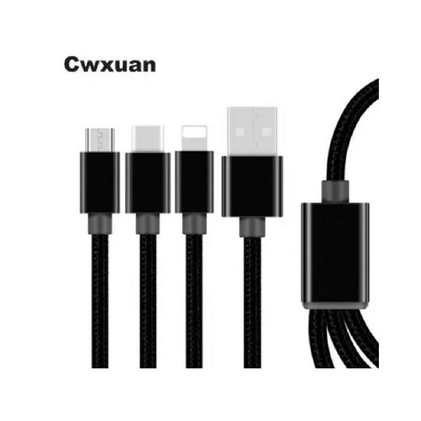 Mobile Phone Charging Cable For Iphone 8 Pin Micro Usb Type Port Device Black