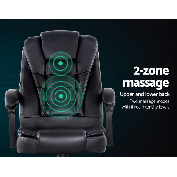 Artiss Electric Massage Office Chairs Pu Leather Recliner Computer Gaming Seat Black Electric Massage Chairs