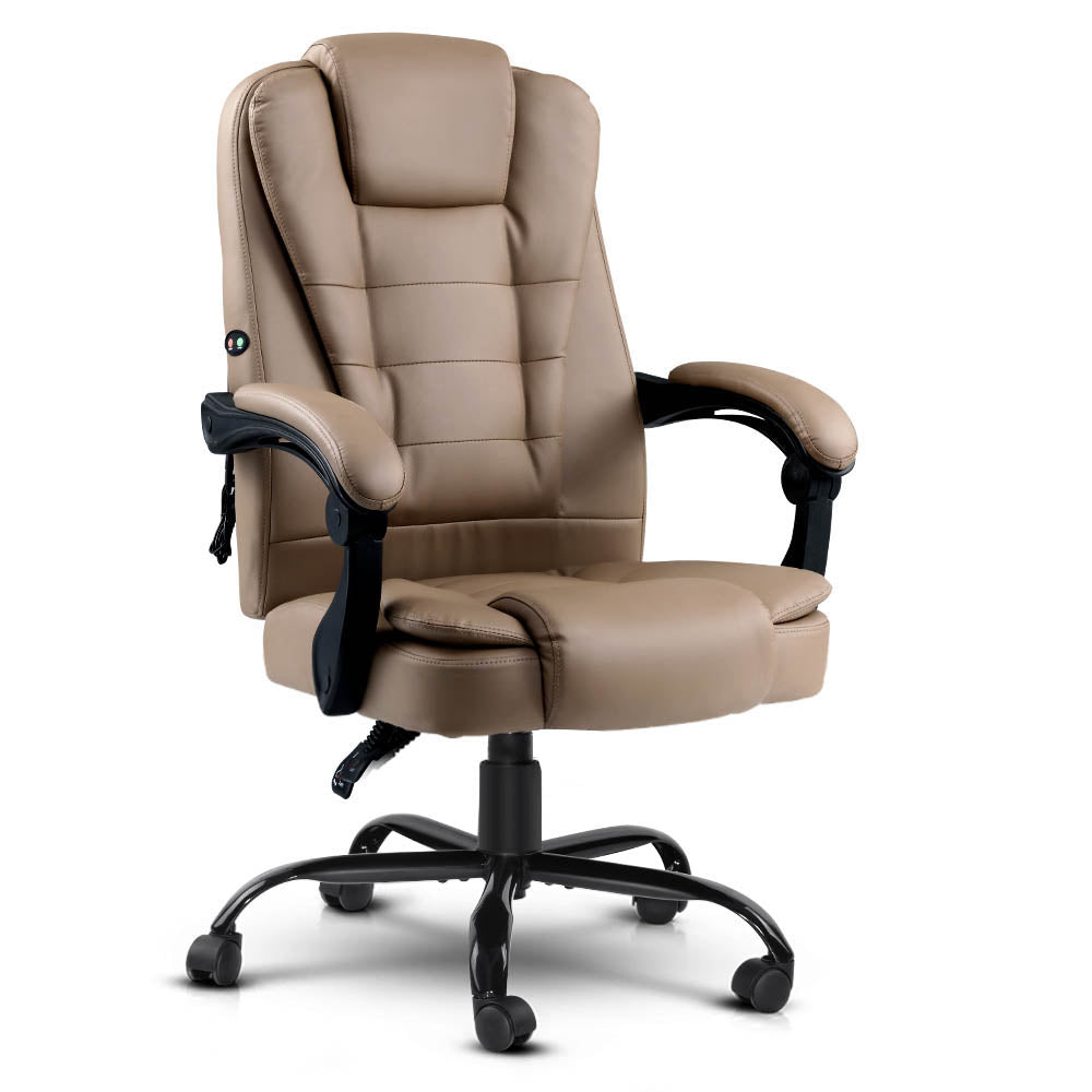 Artiss Massage Office Chair Pu Leather Recliner Computer Gaming Espresso Chairs