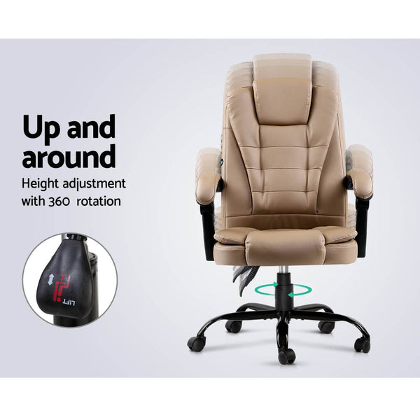Artiss Massage Office Chair Pu Leather Recliner Computer Gaming Espresso Chairs