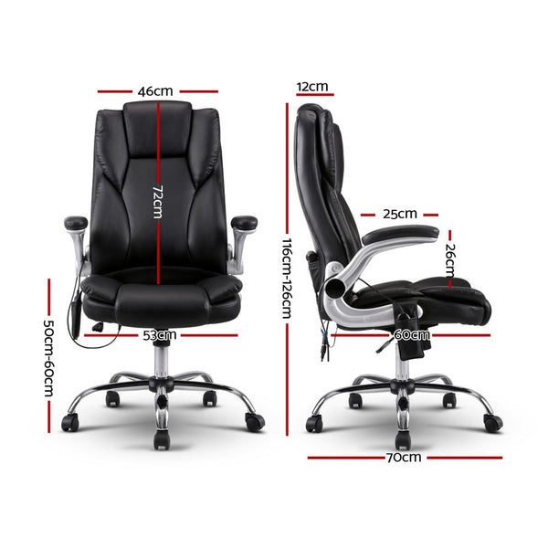 Artiss Massage Office Chair 8 Point Pu Leather Black Office Chairs
