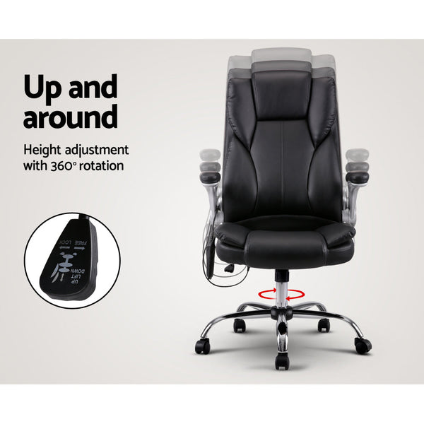 Artiss Massage Office Chair 8 Point Pu Leather Black Office Chairs